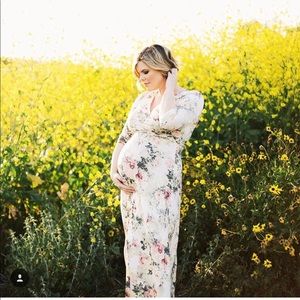 Pink blush maternity long dress